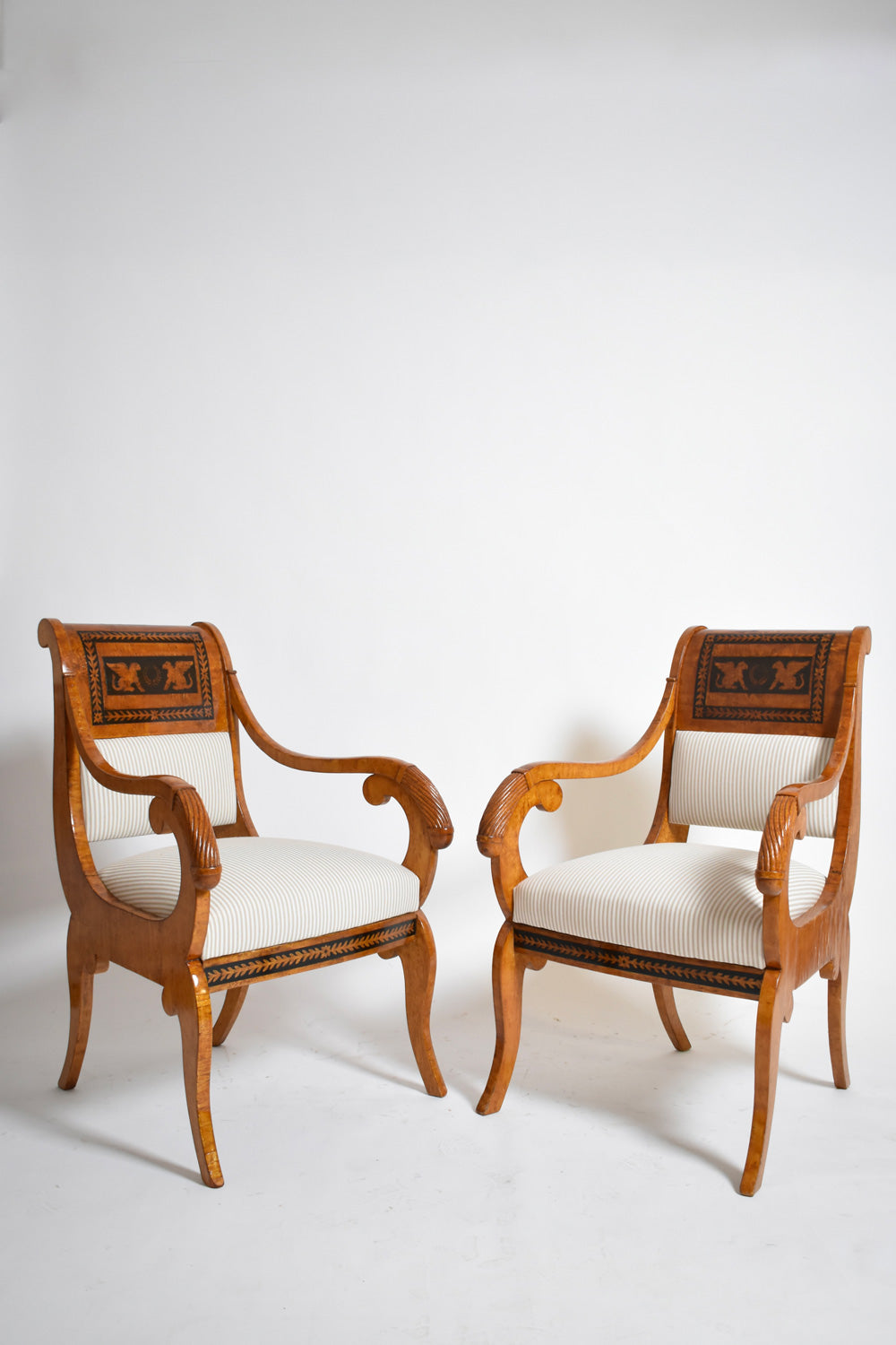Pair of etruscan armchairs, XIXth c.