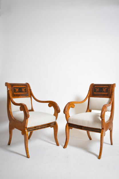 Pair of etruscan armchairs, XIXth c.