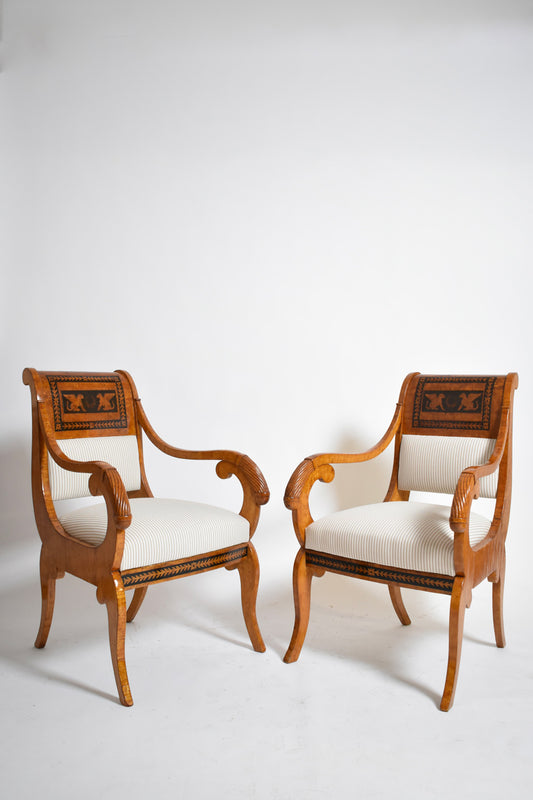 Pair of etruscan armchairs, XIXth c.