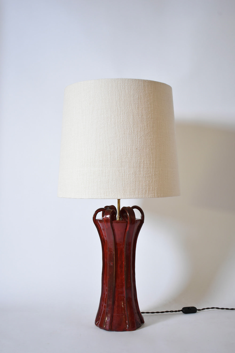 "Kasaï" Henry red ceramic lamp 40cm, Barracuda Edition.