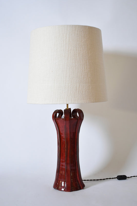 "Kasaï" Henry red ceramic lamp 40cm, Barracuda Edition.