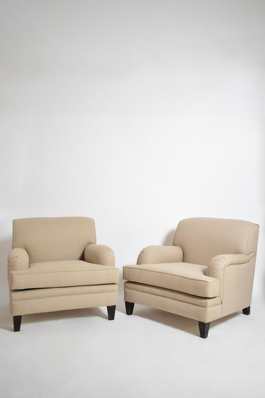 Pair of Jean-Michel Frank style armchairs, 1960s.
