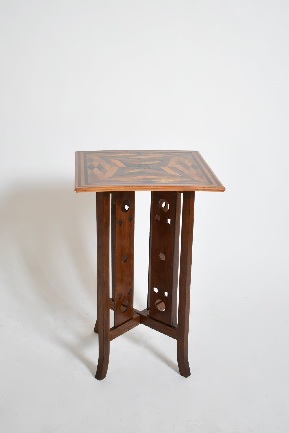 Japonese style geometric marquetry side table, 1920s.