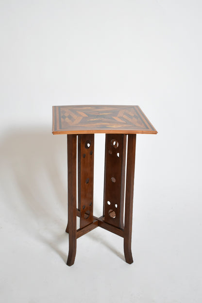 Japonese style geometric marquetry side table, 1920s.