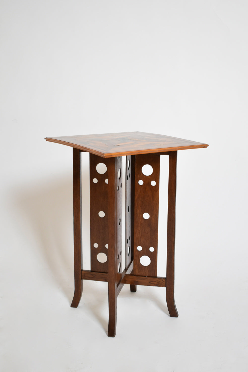 Japonese style geometric marquetry side table, 1920s.
