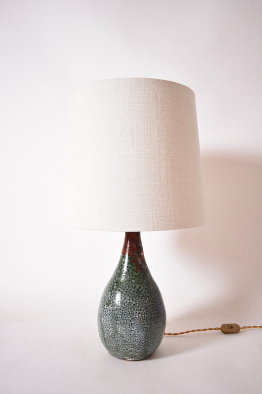 Green blue and red coloquinte ceramic lamp, Helder, 2025.