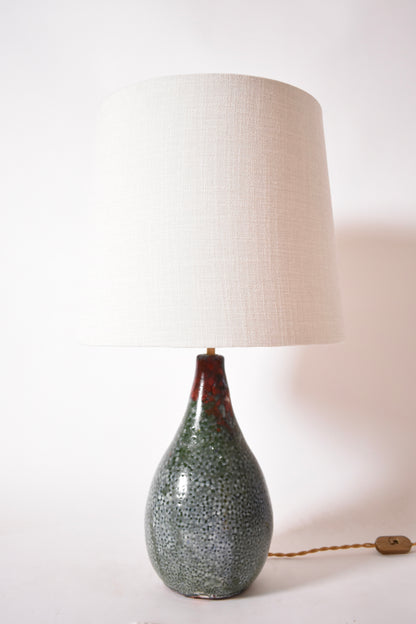 Green blue and red coloquinte ceramic lamp, Helder, 2025.