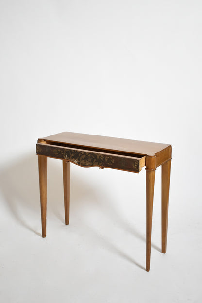 Natural wood and lacquered console, 1940s.
