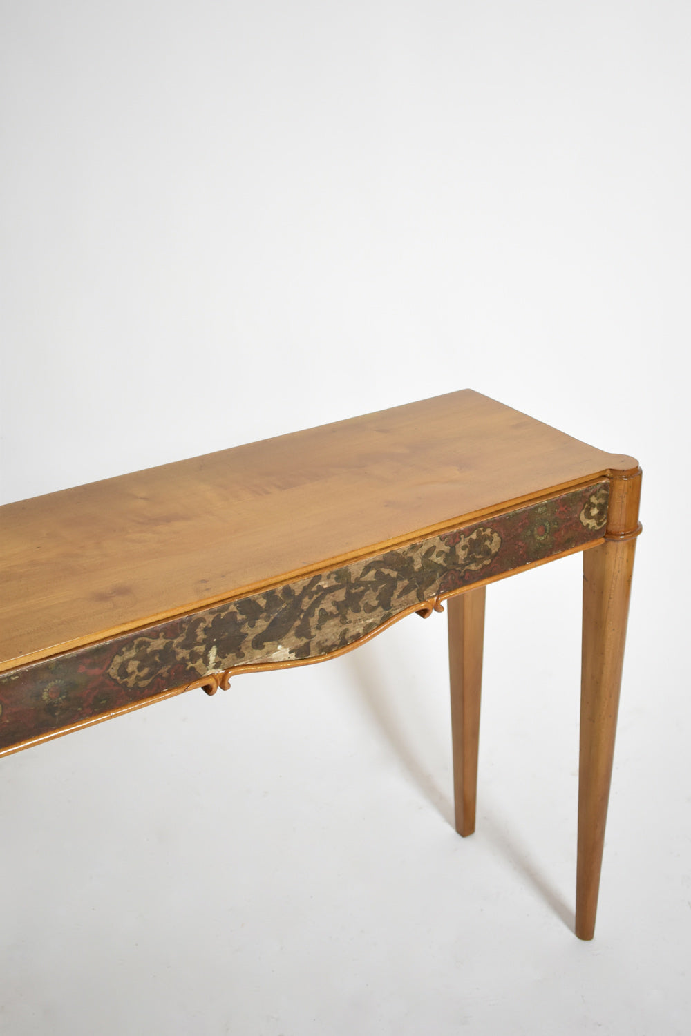 Natural wood and lacquered console, 1940s.