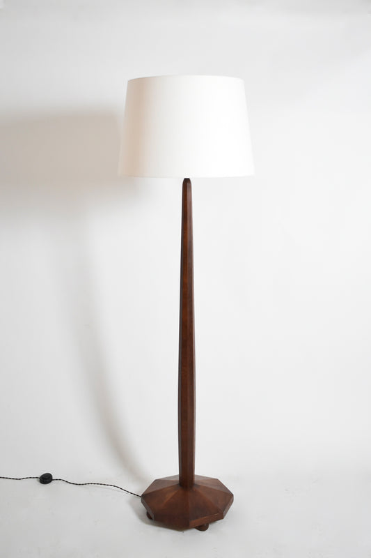 Art deco wooden floor lamp, 1930s.