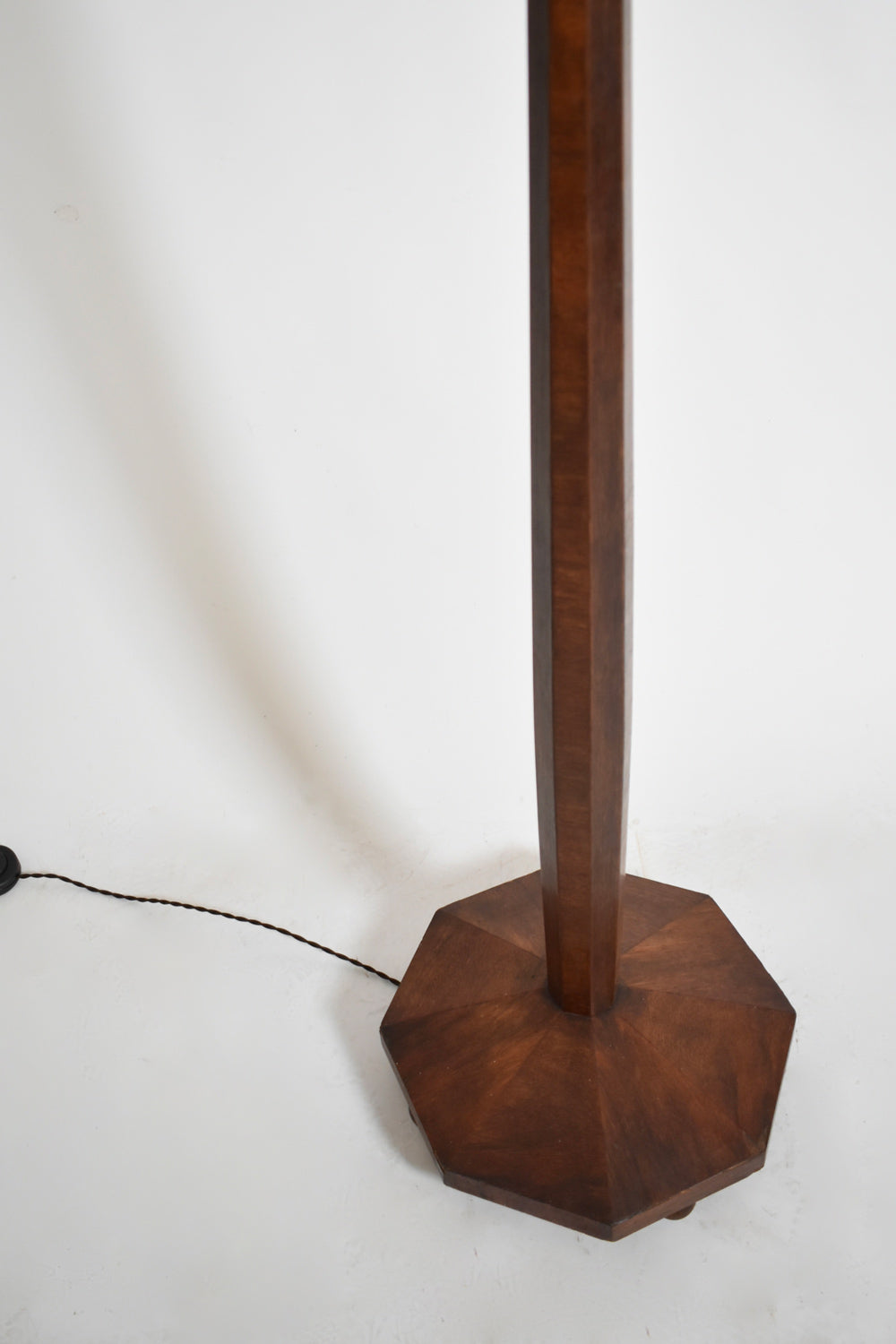 Art deco wooden floor lamp, 1930s.