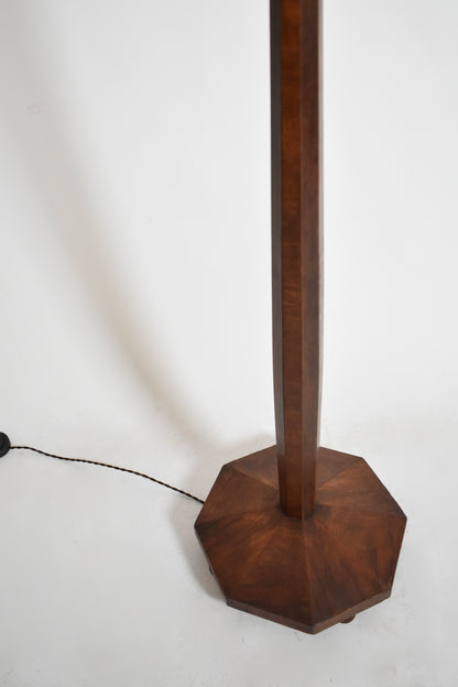 Art deco wooden floor lamp, 1930s.