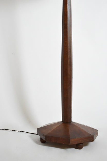 Art deco wooden floor lamp, 1930s.