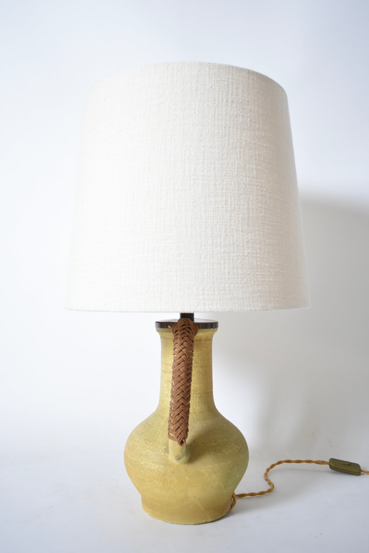 Ceramic and rope two handles lamp, 1970s.