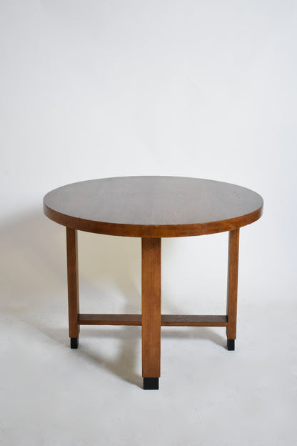 Amsterdam school round pedestal table, 1930s.