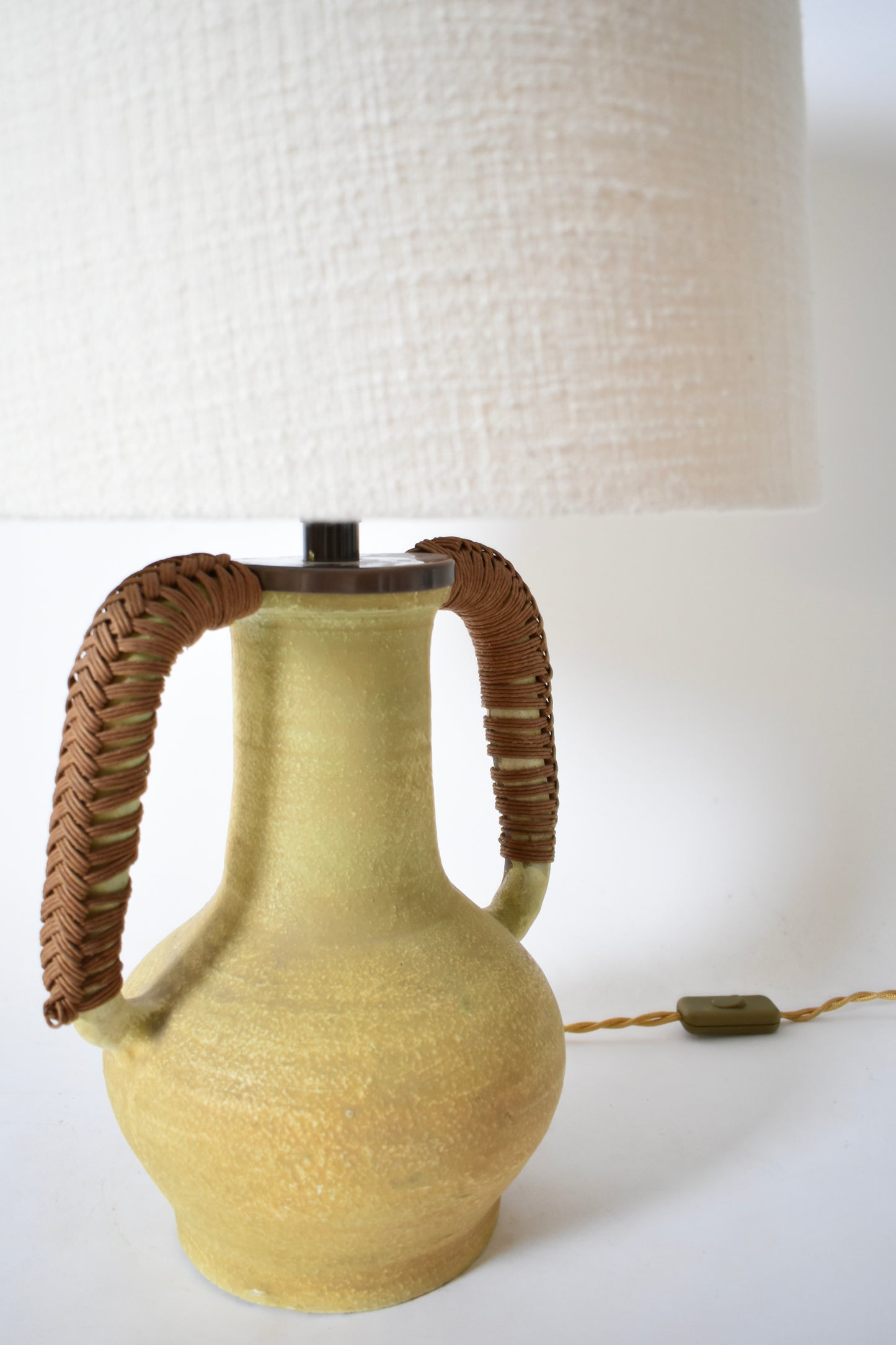 Ceramic and rope two handles lamp, 1970s.