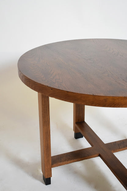 Amsterdam school round pedestal table, 1930s.