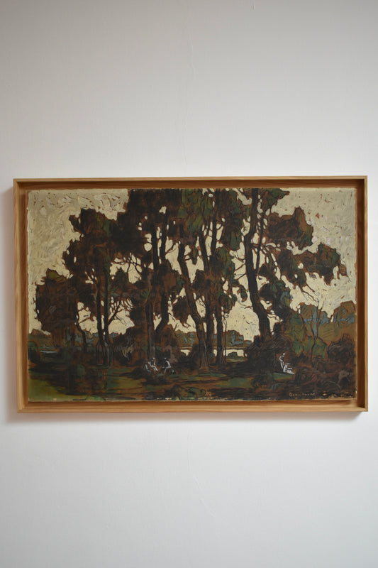 Lively forest landscape oil on panel, 1920s.