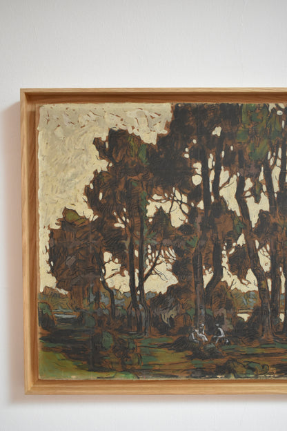 Lively forest landscape oil on panel, 1920s.