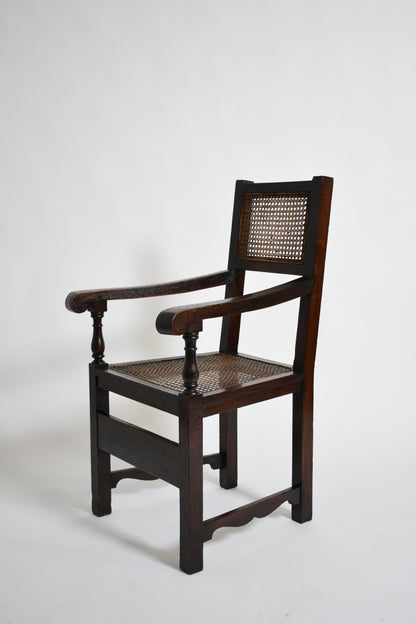 Pair of turned wood and cane armchairs, 1910s.