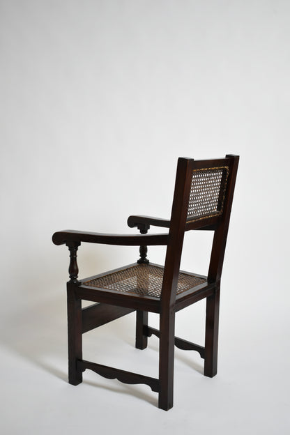 Pair of turned wood and cane armchairs, 1910s.