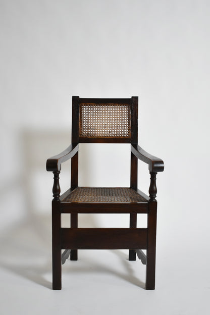 Pair of turned wood and cane armchairs, 1910s.