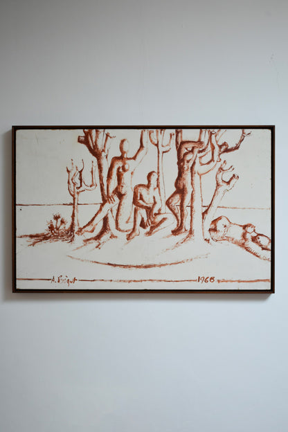 Lively landscapes with nude figures, 1960s.