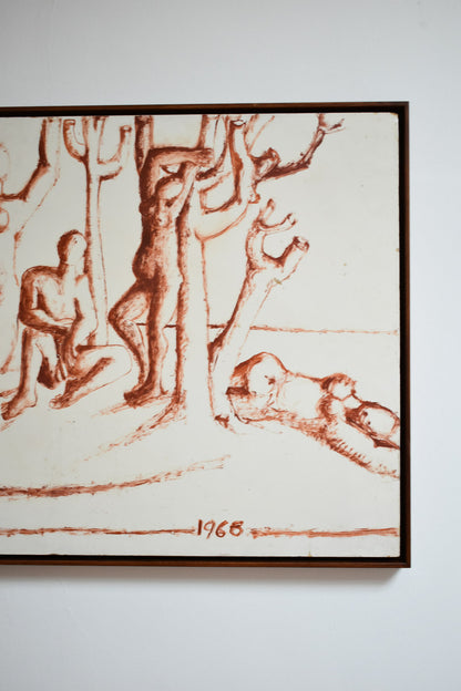 Lively landscapes with nude figures, 1960s.