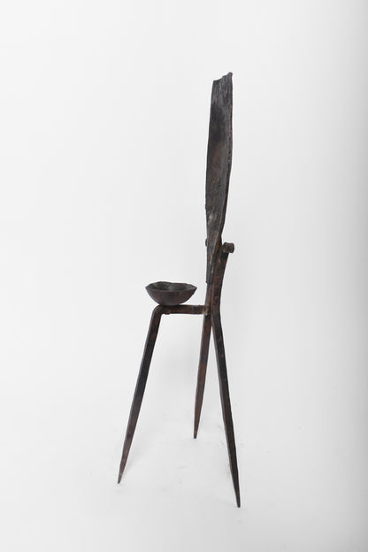 Brutalist iron candleholder, 1960s.