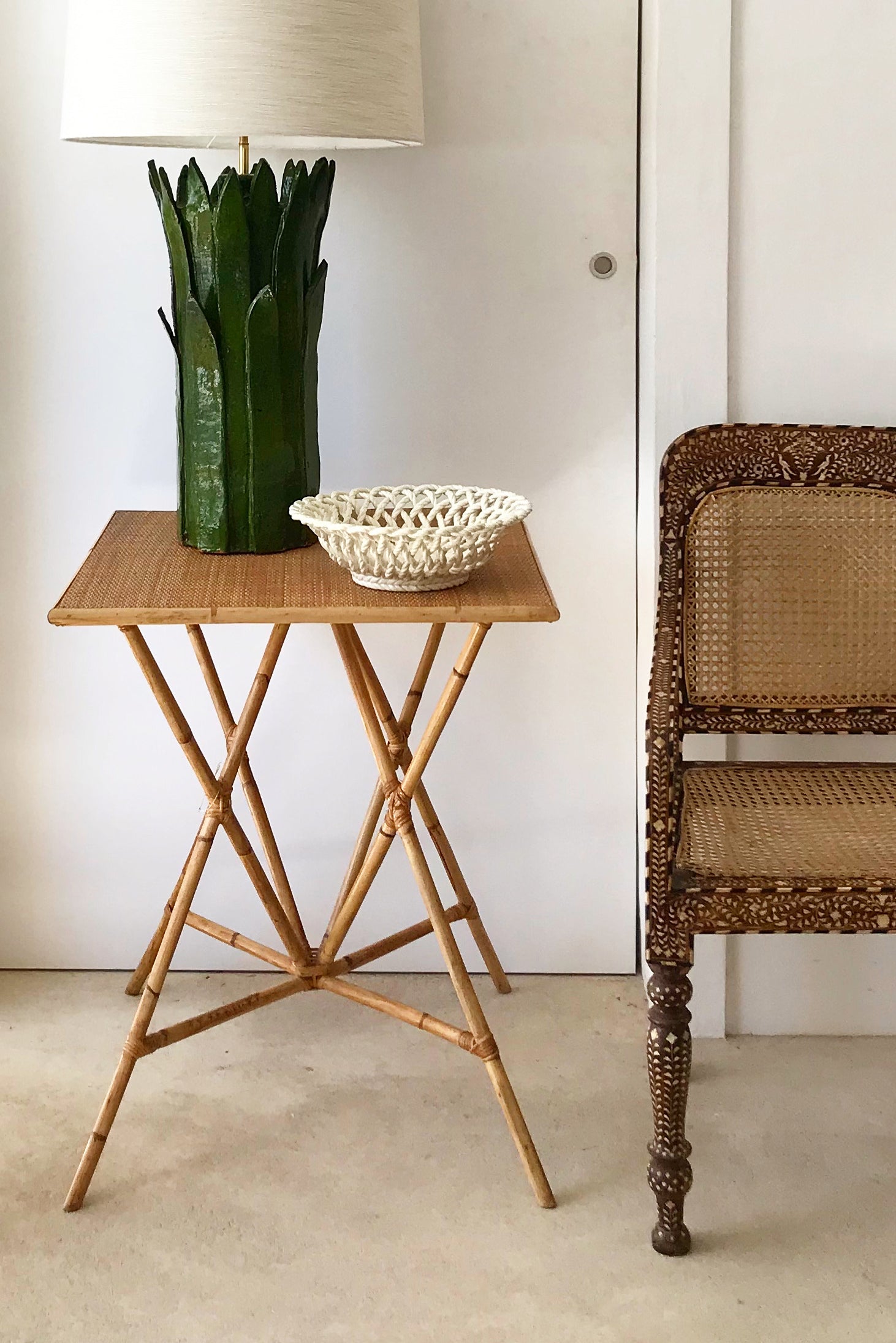 "Arrabida" 75cm natural rattan table, Barracuda Edition.
