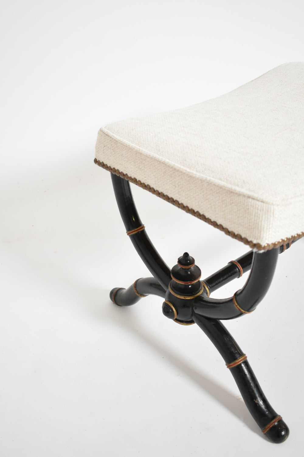 Napoleon III curule faux bamboo stool, XIXth c.