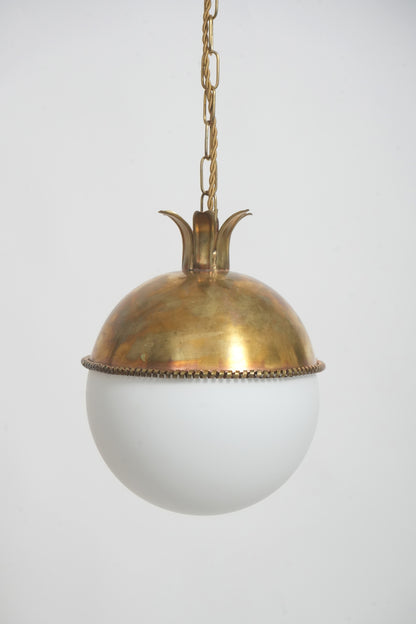 "Granada" 30cm brass and opaline ceiling lamp, Barracuda edition.