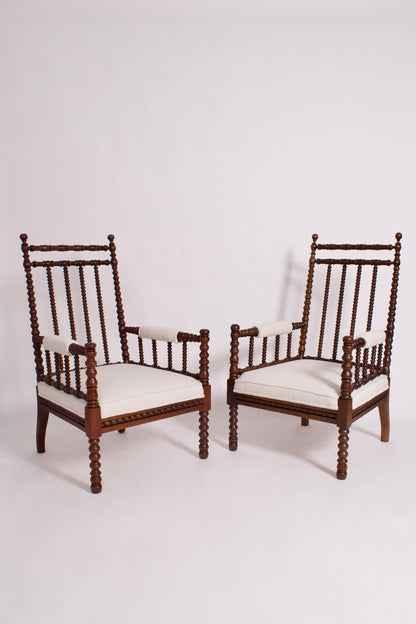 Pair of bobbin armchairs, 19th c.