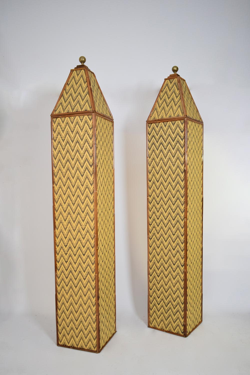 Pair of important rattan columns, 1970s.