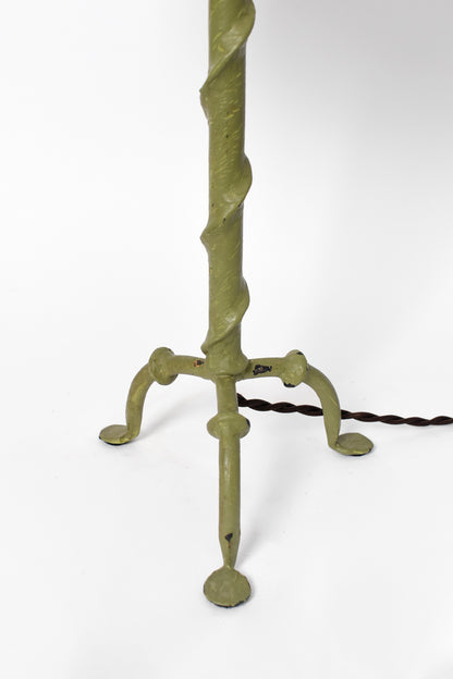 Tripod green iron painted lamp, 1960s