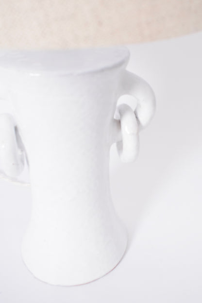 "Kasaï" Handles white ceramic lamp 32cm, Barracuda Edition.