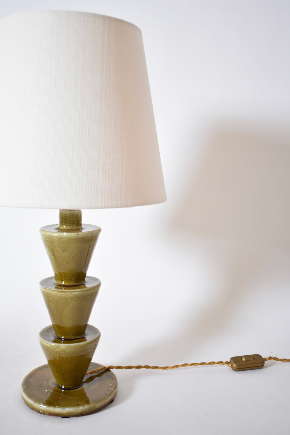"Nizwa" narrow 33cm beige ceramic table lamp, Barracuda Edition.