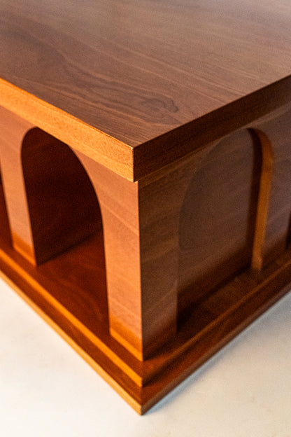"Athens" mahogany rectangular coffee table, Barracuda Edition.