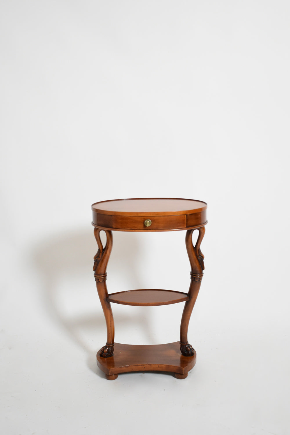 Pair of oval swan side tables, 1900s