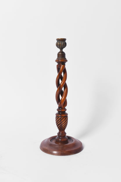 Pair of turned wood candlesticks, 19th c.