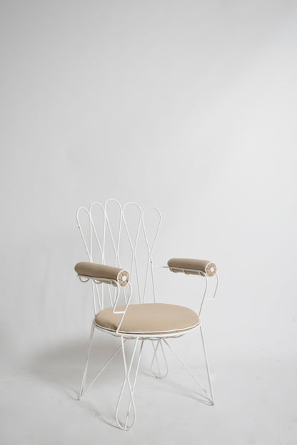 Pair of garden white wrought iron chairs, 1960s.