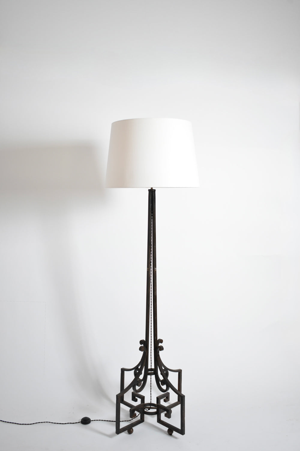 Neoclassical wrought iron floor lamp, 1960s.