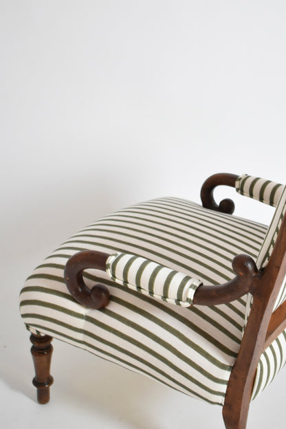 Pair of green and white stripes armchairs, XIXth c.