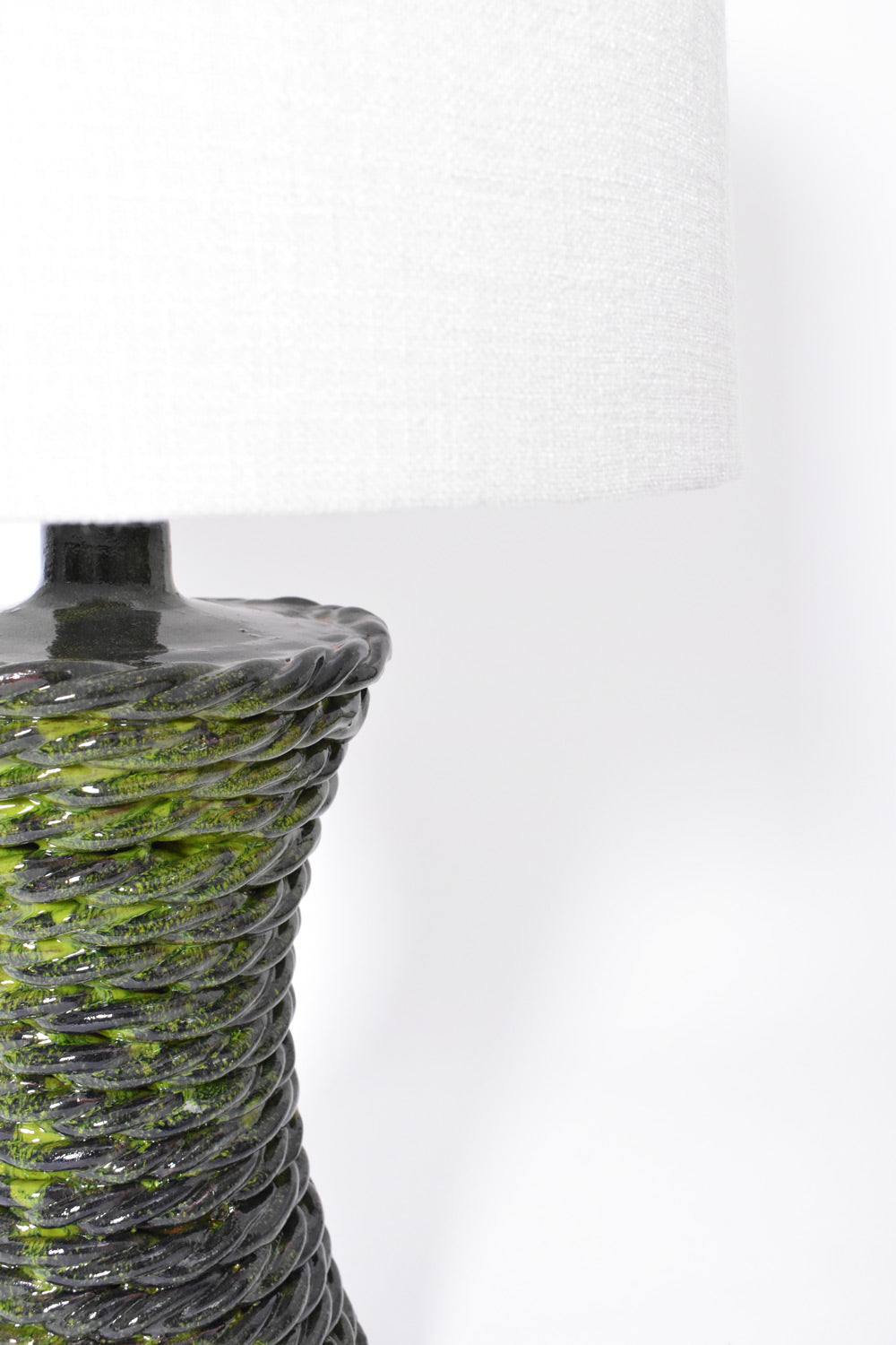"Kasaï" Rope green ceramic lamp 32cm, Barracuda Edition.