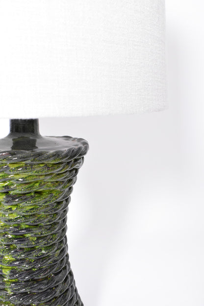"Kasaï" Rope green ceramic lamp 32cm, Barracuda Edition.