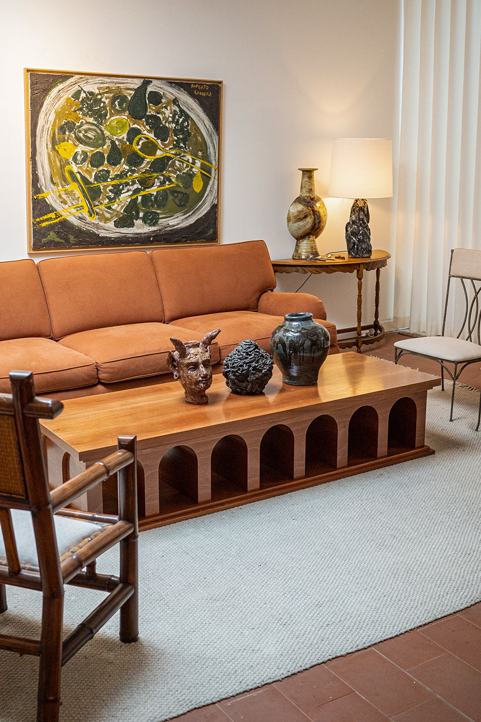 "Athens" mahogany rectangular coffee table, Barracuda Edition.