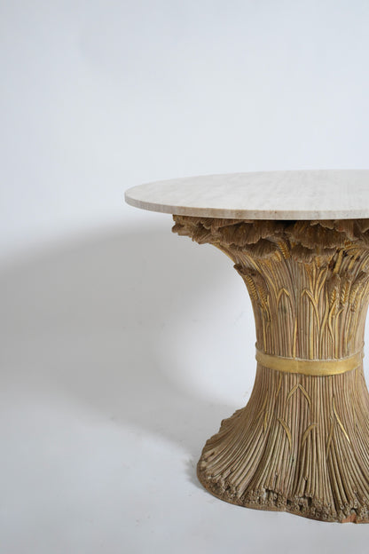 Carved wooden round table, 1970s.