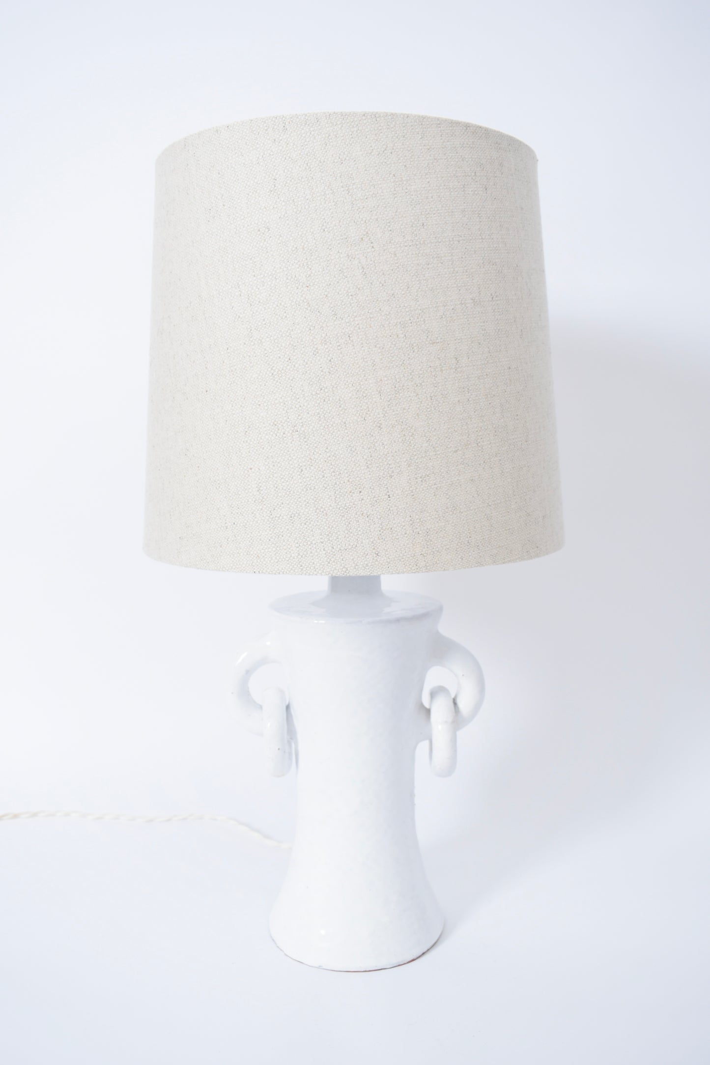 "Kasaï" Handles white ceramic lamp 32cm, Barracuda Edition.