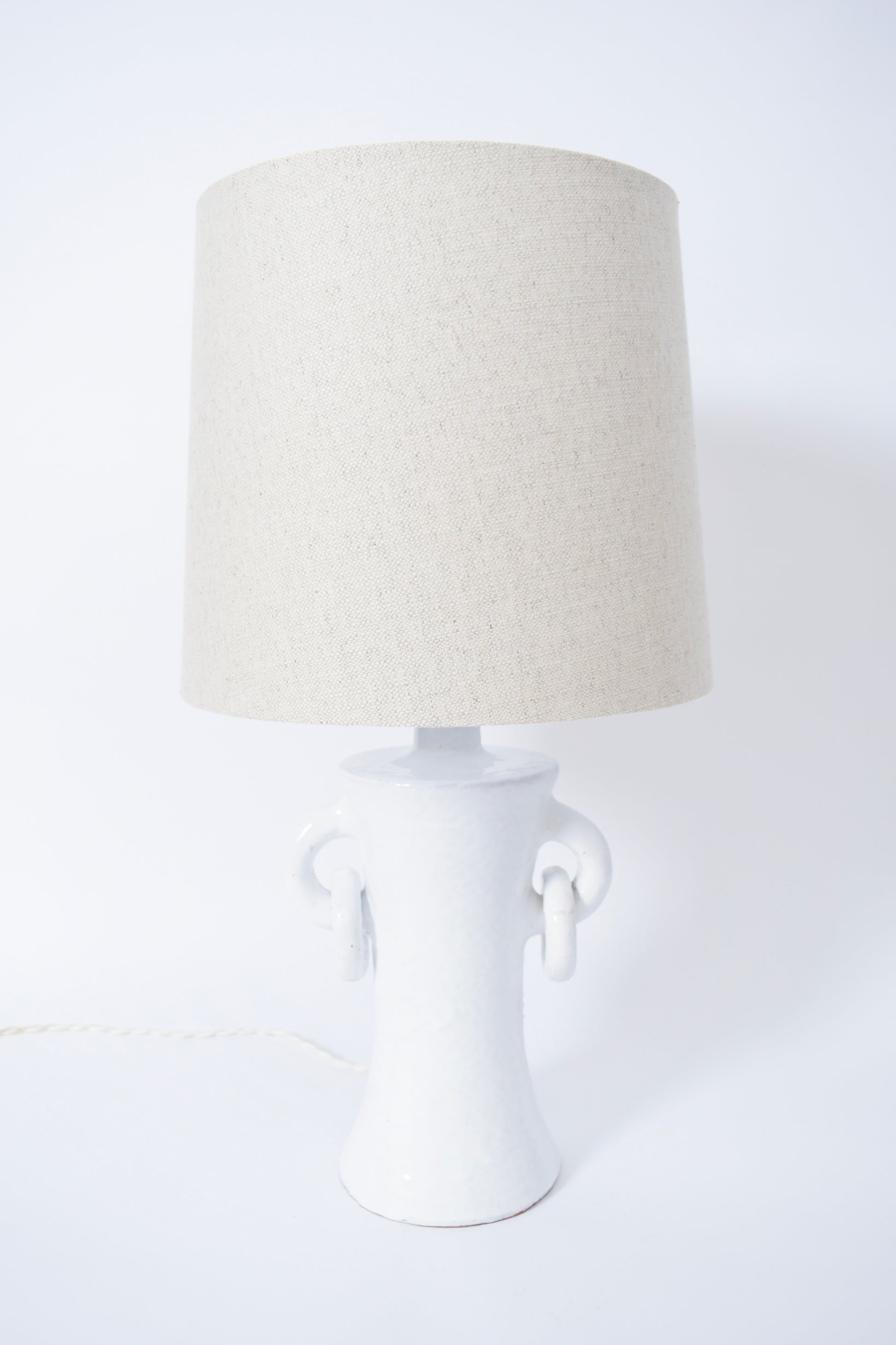 "Kasaï" Handles white ceramic lamp 32cm, Barracuda Edition.