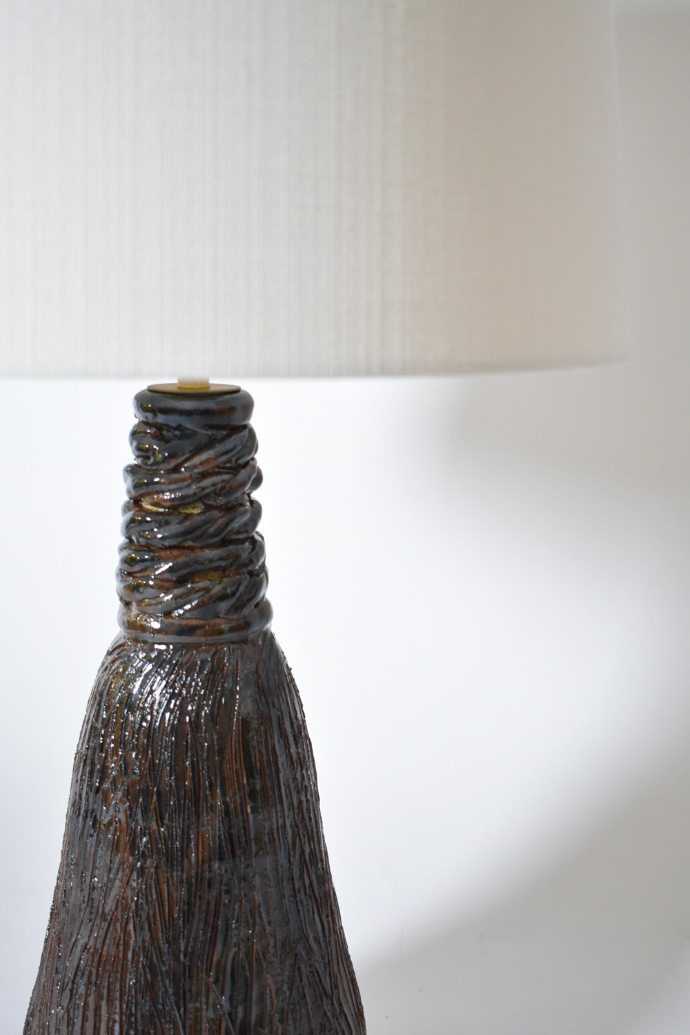 "Villandry" 32cm dark brown navy blue ceramic lamp, Barracuda edition.